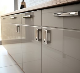 Grey kitchen cabinet restoration sample, Geelong
