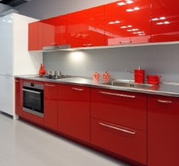 Red 2PAK kitchen cabinet spray painting sample, Geelong